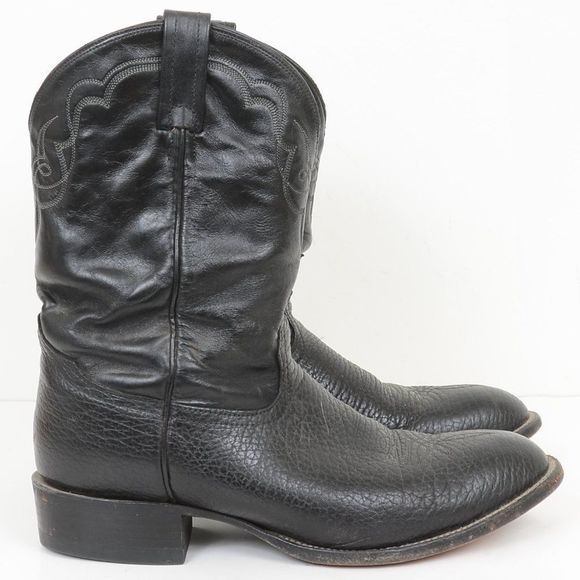 Vintage Tony Lama Black Roper Western Cowboy Boots Size 11D - USA - Style CT456 - Picture 3 of 12
